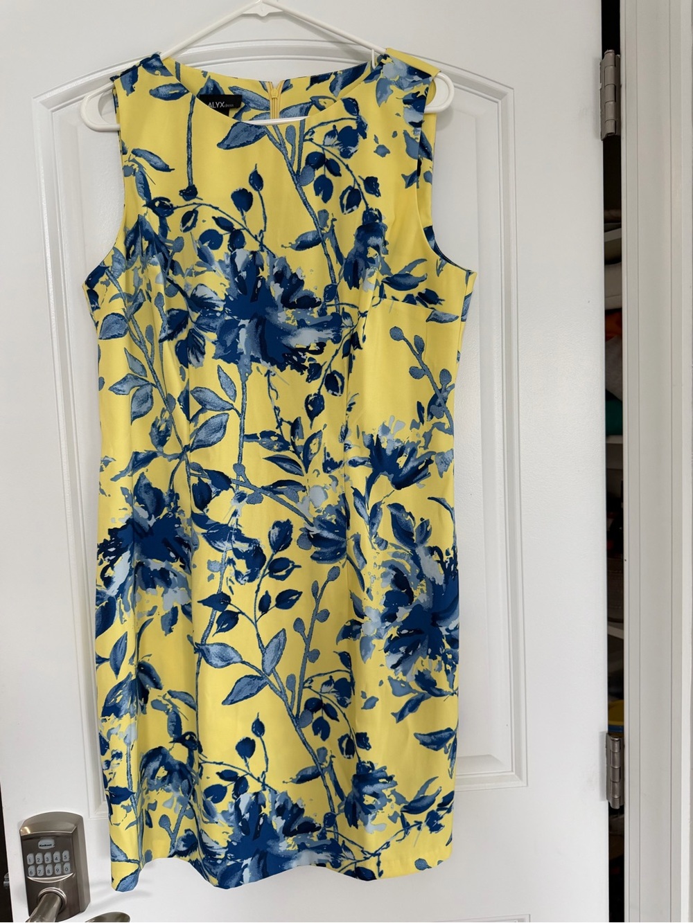 Alyx Yellow Midi Dress with Blue Floral Print